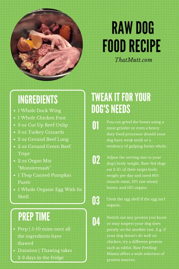 Example of balanced raw dog food recipe
